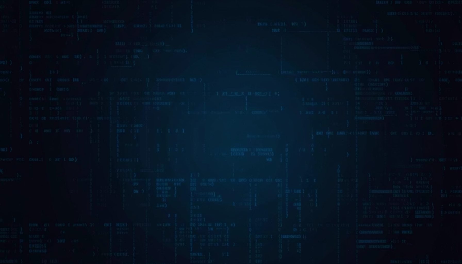Dark abstract background with subtle code-like patterns in deep blue and charcoal tones, evoking a technical development atmosphere.